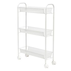 Honey-Can-Do CRT-08582 Slim Rolling Wire Cart with 3 Baskets