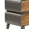 DunaWest Stacked Design 3 Drawer Metal Frame Accent Storage Chest with Splayed Legs, Gray and Brown