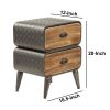 DunaWest Stacked Design 3 Drawer Metal Frame Accent Storage Chest with Splayed Legs, Gray and Brown