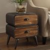 DunaWest Stacked Design 3 Drawer Metal Frame Accent Storage Chest with Splayed Legs, Gray and Brown