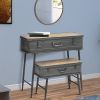 DunaWest Recessed Metal Storage Trunk Console Table with Barn Latch Closure, Set of 2, Gray and Brown