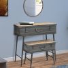 DunaWest Recessed Metal Storage Trunk Console Table with Barn Latch Closure, Set of 2, Gray and Brown