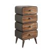 DunaWest Stacked Design 4 Drawer Metal Frame Accent Storage Chest with Splayed Legs, Gray and Brown