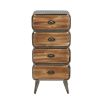 DunaWest Stacked Design 4 Drawer Metal Frame Accent Storage Chest with Splayed Legs, Gray and Brown