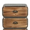 DunaWest Stacked Design 4 Drawer Metal Frame Accent Storage Chest with Splayed Legs, Gray and Brown