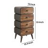DunaWest Stacked Design 4 Drawer Metal Frame Accent Storage Chest with Splayed Legs, Gray and Brown