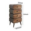 DunaWest Stacked Design 4 Drawer Metal Frame Accent Storage Chest with Splayed Legs, Gray and Brown