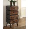 DunaWest Stacked Design 4 Drawer Metal Frame Accent Storage Chest with Splayed Legs, Gray and Brown