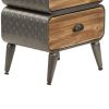 DunaWest Stacked Design 2 Drawer Metal Frame Accent Storage Chest with Splayed Legs, Gray and Brown