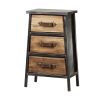 DunaWest 3 Drawer Wooden Storage Chest with Canted Metal Frame, Brown and Dark Gr