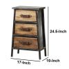 DunaWest 3 Drawer Wooden Storage Chest with Canted Metal Frame, Brown and Dark Gr