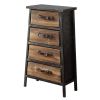 DunaWest 4 Drawer Wooden Storage Chest with Canted Metal Frame, Brown and Dark Gray
