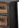 DunaWest 4 Drawer Wooden Storage Chest with Canted Metal Frame, Brown and Dark Gray