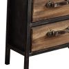 DunaWest 4 Drawer Wooden Storage Chest with Canted Metal Frame, Brown and Dark Gray