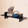 Contemporary Wooden Wall Shelf with Spacious Display, Espresso Brown