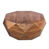 Diamond Shape Acacia Wood Coffee Table With Smooth Top, Dark Brown