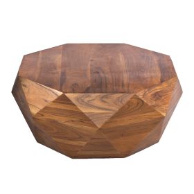 Diamond Shape Acacia Wood Coffee Table With Smooth Top, Dark Brown