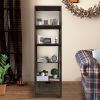 4 Shelf Wooden Ladder Bookcase with Bottom Drawer, Distressed Brown