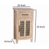 Farmhouse Style Wooden Louvered Door Cabinet with 1 Drawer, Brown, Large