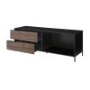 DunaWest 60 Inch Wood and Metal Entertainment TV Stand with 2 Drawers, Brown and Black