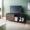 DunaWest 60 Inch Wood and Metal Entertainment TV Stand with 2 Drawers, Brown and Black