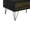 DunaWest 2 Removable Drawer Wooden Coffee Table With Hairpin Legs, Black and Brown