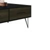 DunaWest 2 Removable Drawer Wooden Coffee Table With Hairpin Legs, Black and Brown