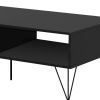 DunaWest 2 Removable Drawer Wooden Coffee Table With Hairpin Legs, Black and Brown