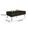 DunaWest 2 Removable Drawer Wooden Coffee Table With Hairpin Legs, Black and Brown