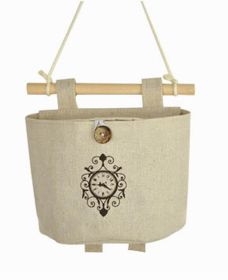 [Clock Pattern]Set of 2 Practical Wall Door Hanger Storage Bags Cotton Organizer