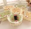 Wicker Basket Cosmetic Storage Box Floral Household Storage Containers, Green