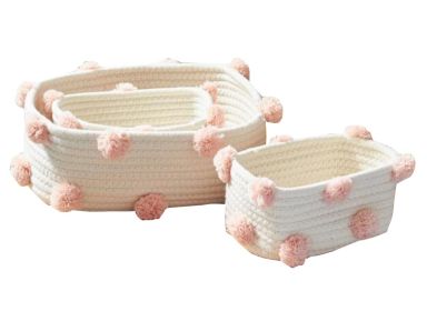 Set of 3 Cotton Rope Woven Storage Basket Household Storage Containers
