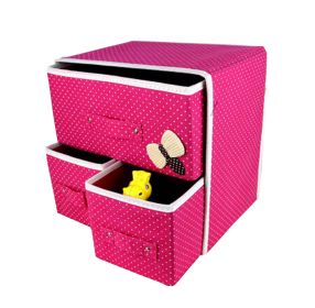 Household Essential Large Storage Box Bilayer Clothing Sock Storage Box Pink Dot
