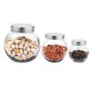 Set Of 3 Glass Tank Tea Sealed Cans Coffee/Sugar/Snacks Storage/C