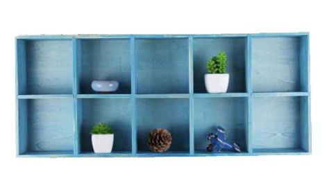 Elegant Wood Storage Rack Handmade Storage Cabinet 10 Drawers, Blue