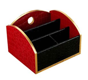 Creative Stylish Wood Desktop Storage Box Storage Cabinet,Red-Black
