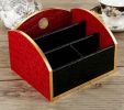 Creative Stylish Wood Desktop Storage Box Storage Cabinet,Red-Black