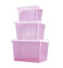 Set of 3 Good Storage Boxes Household Storage Bins,Transparent Purple