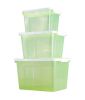 Set of 3 Multipurpose Storage Boxes/ Household Storage Bins,Transparent Green