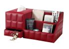 Elegant Desktop Storage Box/5 Cells Multifunctional Tissue Box, Red