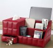 Elegant Desktop Storage Box/5 Cells Multifunctional Tissue Box, Red