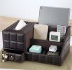 High-grade Desktop Storage Box/ Multifunctional Tissue Box /5 Cells, Coffee