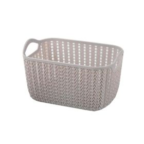 Plastic Woven Storage Basket Box Portable Bathroom Cosmetic Organizer Grey