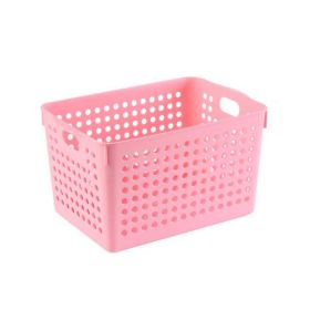 Pink Plastic Storage Organizing Basket Closet Shelves Organizer Bins Set of 2