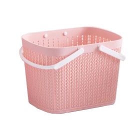 Bath Storage Basket Plastic Storage Basket with Handles Pink