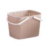 Bath Storage Basket Plastic Storage Basket with Handles Khaki