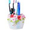 Flower Sculpture Toothpaste Toothbrush Brush Holders Dispensers- Pearl White