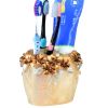 Flower Sculpture Toothpaste Toothbrush Brush Holders Dispensers- Golden