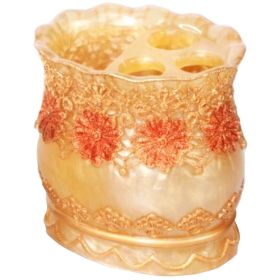 Flower Lace Toothpaste Toothbrush Brush Holders Dispensers Pen Container- Golden