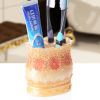 Flower Lace Toothpaste Toothbrush Brush Holders Dispensers Pen Container- Golden